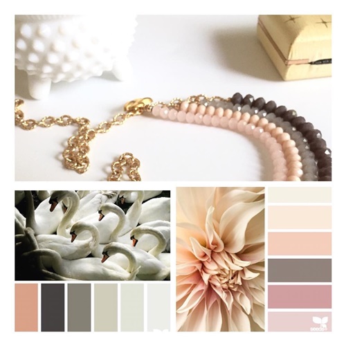 Bead necklace by @vintagerehabjewelerywith inspirational palettes by @designseeds
